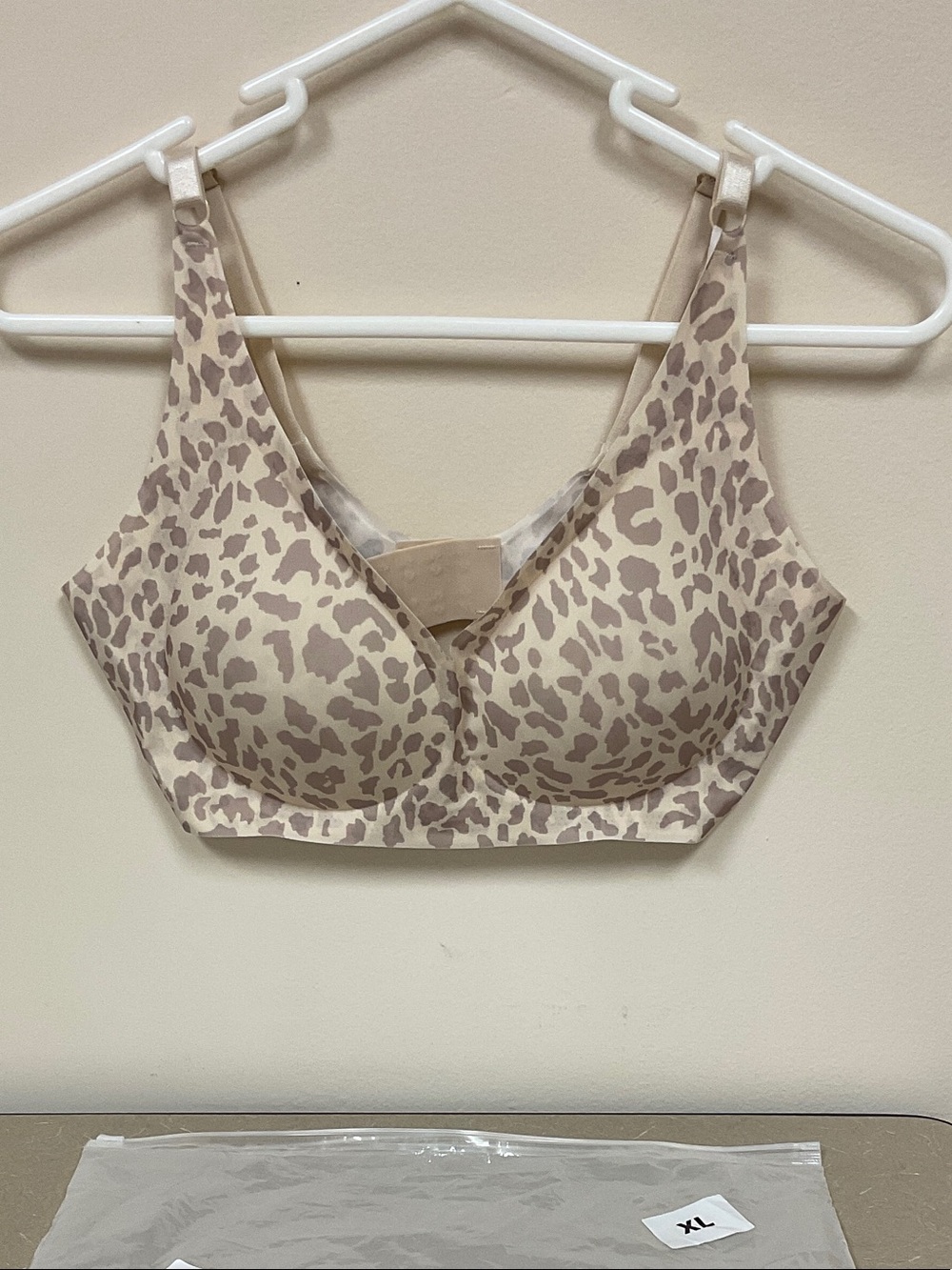Seamless Leopard Print Comfort Bra - Beige XL NIOP